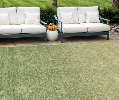 8' X 10' Artichoke Green And Fern Green Ombre Washable Indoor Outdoor Area Rug