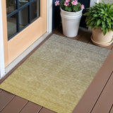 3' X 5' Gold Beige And Taupe Ombre Washable Indoor Outdoor Area Rug