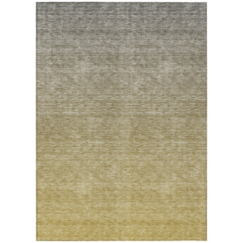 5' X 8' Gold Beige And Taupe Ombre Washable Indoor Outdoor Area Rug