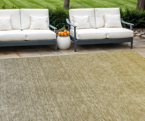 8' X 10' Gold Beige And Taupe Ombre Washable Indoor Outdoor Area Rug