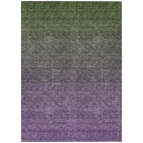 3' X 5' Purple Charcoal And Green Ombre Washable Indoor Outdoor Area Rug