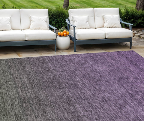 8' X 10' Purple Charcoal And Green Ombre Washable Indoor Outdoor Area Rug