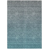 5' X 8' Teal Blue Gray And Charcoal Ombre Washable Indoor Outdoor Area Rug