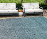 8' X 10' Teal Blue Gray And Charcoal Ombre Washable Indoor Outdoor Area Rug