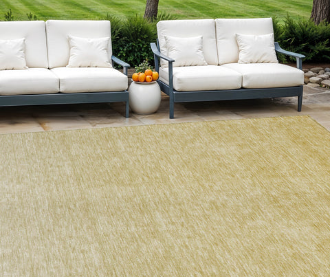 8' X 10' Wheat Gold And Tan Ombre Washable Indoor Outdoor Area Rug