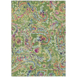 3' X 5' Fern Green And Artichoke Green Paisley Washable Indoor Outdoor Area Rug