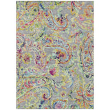 3' X 5' Gray Fern Green And Artichoke Green Paisley Washable Indoor Outdoor Area Rug