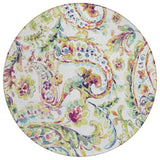 8' Ivory Fern Green And Artichoke Green Round Paisley Washable Indoor Outdoor Area Rug