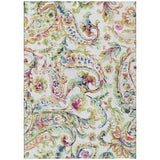 8' X 10' Ivory Fern Green And Artichoke Green Paisley Washable Indoor Outdoor Area Rug