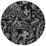 8' Black Gray And Charcoal Round Paisley Washable Indoor Outdoor Area Rug