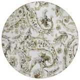 8' Brown Ivory And Tan Round Paisley Washable Indoor Outdoor Area Rug