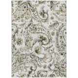 8' X 10' Brown Ivory And Tan Paisley Washable Indoor Outdoor Area Rug