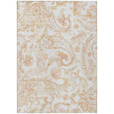 5' X 8' Coral Ivory And Peach Paisley Washable Indoor Outdoor Area Rug