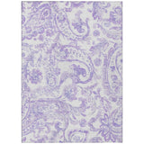 3' X 5' Lavender Ivory And Purple Paisley Washable Indoor Outdoor Area Rug