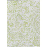 5' X 8' Sage Green And Ivory Paisley Washable Indoor Outdoor Area Rug
