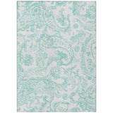5' X 8' Turquoise And Ivory Paisley Washable Indoor Outdoor Area Rug