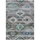 8' X 10' Brown Beige And Blue Southwestern Washable Indoor Outdoor Area Rug
