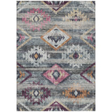 5' X 8' Gray Charcoal And Silver Southwestern Washable Indoor Outdoor Area Rug