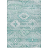 3' X 5' Aqua Turquoise And Ivory Southwestern Washable Indoor Outdoor Area Rug