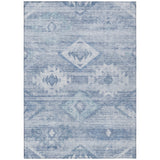 8' X 10' Denim Blue And Sky Blue Southwestern Washable Indoor Outdoor Area Rug