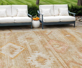 8' X 10' Copper Terra Cotta And Ivory Southwestern Washable Indoor Outdoor Area Rug