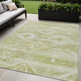 5' X 8' Sage Artichoke Green And Mint Green Southwestern Washable Indoor Outdoor Area Rug