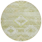 8' Sage Artichoke Green And Mint Green Round Southwestern Washable Indoor Outdoor Area Rug