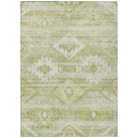8' X 10' Sage Artichoke Green And Mint Green Southwestern Washable Indoor Outdoor Area Rug