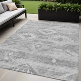 5' X 8' Silver Gray And Charcoal Southwestern Washable Indoor Outdoor Area Rug