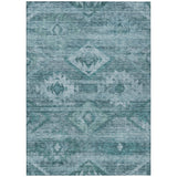 8' X 10' Teal Blue And Aqua Southwestern Washable Indoor Outdoor Area Rug