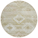 8' Taupe Beige And Tan Round Southwestern Washable Indoor Outdoor Area Rug