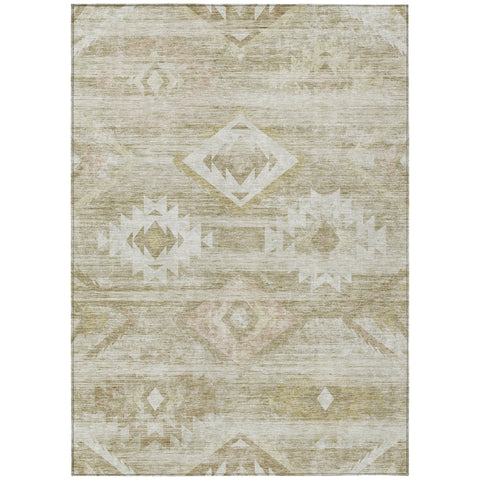 8' X 10' Taupe Beige And Tan Southwestern Washable Indoor Outdoor Area Rug