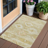 3' X 5' Wheat Gold And Beige Southwestern Washable Indoor Outdoor Area Rug