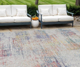 8' X 10' Ivory Orange And Blush Abstract Washable Indoor Outdoor Area Rug