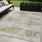 5' X 8' Pearl Ivory And Gold Abstract Washable Indoor Outdoor Area Rug