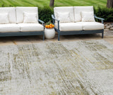 8' X 10' Pearl Ivory And Gold Abstract Washable Indoor Outdoor Area Rug