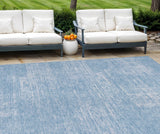 8' X 10' Navy Blue And Sky Blue Abstract Washable Indoor Outdoor Area Rug