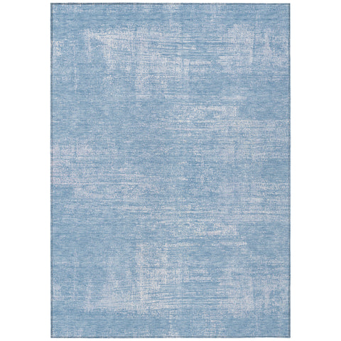 8' X 10' Navy Blue And Sky Blue Abstract Washable Indoor Outdoor Area Rug