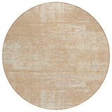 8' Coral And Salmon Round Abstract Washable Indoor Outdoor Area Rug