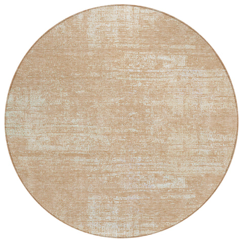 8' Coral And Salmon Round Abstract Washable Indoor Outdoor Area Rug