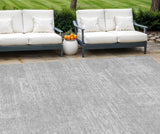 8' X 10' Silver And Gray Abstract Washable Indoor Outdoor Area Rug