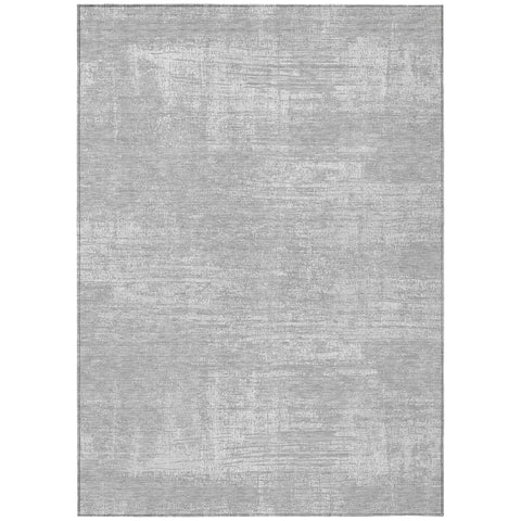 8' X 10' Silver And Gray Abstract Washable Indoor Outdoor Area Rug