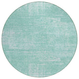 8' Turquoise And Teal Blue Round Abstract Washable Indoor Outdoor Area Rug