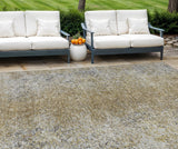 8' X 10' Brown Beige And Charcoal Oriental Washable Indoor Outdoor Area Rug