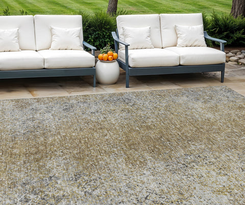 8' X 10' Brown Beige And Charcoal Oriental Washable Indoor Outdoor Area Rug