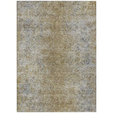 8' X 10' Brown Beige And Charcoal Oriental Washable Indoor Outdoor Area Rug