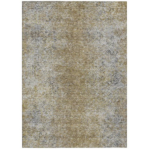 8' X 10' Brown Beige And Charcoal Oriental Washable Indoor Outdoor Area Rug