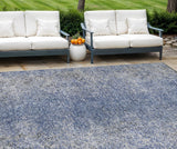 8' X 10' Denim Blue And Sky Blue Oriental Washable Indoor Outdoor Area Rug
