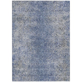 8' X 10' Denim Blue And Sky Blue Oriental Washable Indoor Outdoor Area Rug