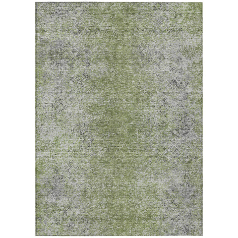 3' X 5' Fern Green Artichoke Green And Ivory Oriental Washable Indoor Outdoor Area Rug